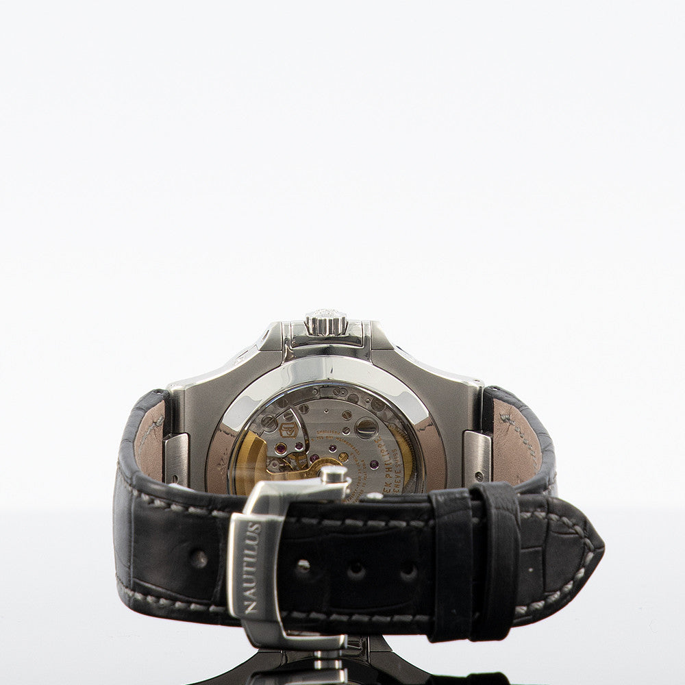 Patek Philippe Nautilus — Black Dial Steel Leather 40.5mm