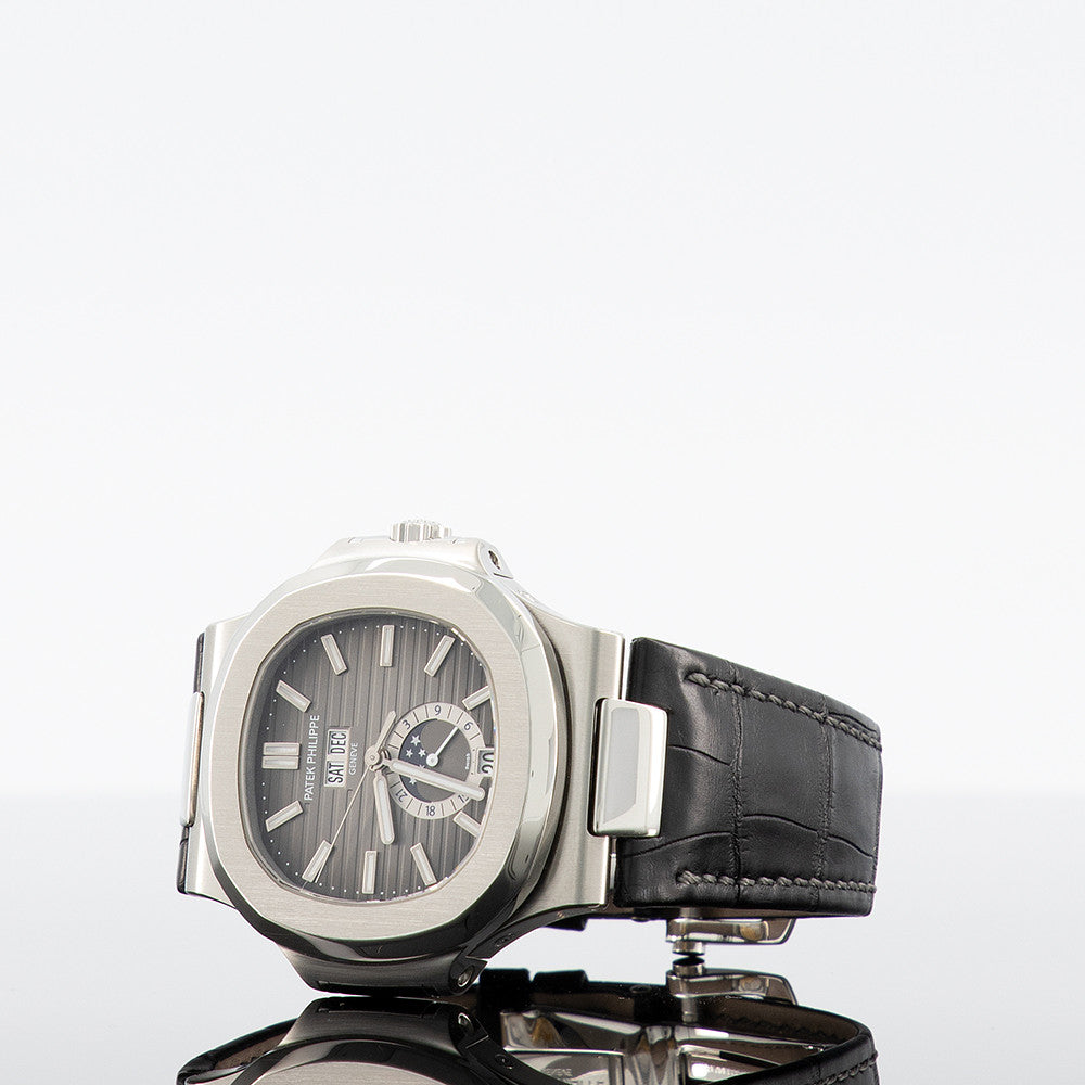Patek Philippe Nautilus — Black Dial Steel Leather 40.5mm