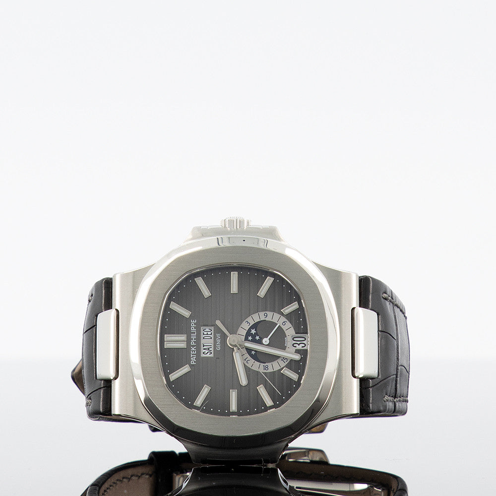 Patek Philippe Nautilus — Black Dial Steel Leather 40.5mm