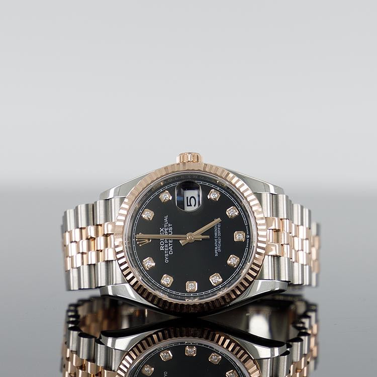 Rolex Datejust 126231 — Rose Gold Black Diamond Dial Rose Gold Steel Diamond 36mm