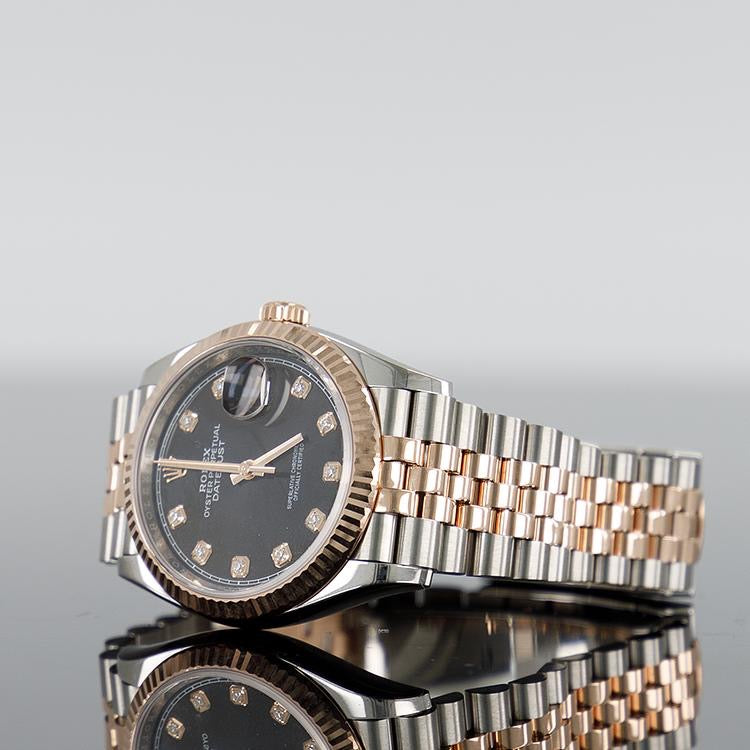 Rolex Datejust 126231 — Rose Gold Black Diamond Dial Rose Gold Steel Diamond 36mm
