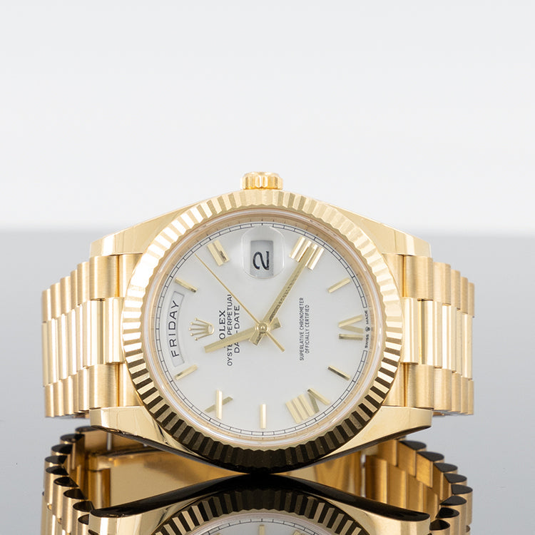 Rolex Day-Date 228238 — Gold White Roman Dial Yellow Gold 40mm