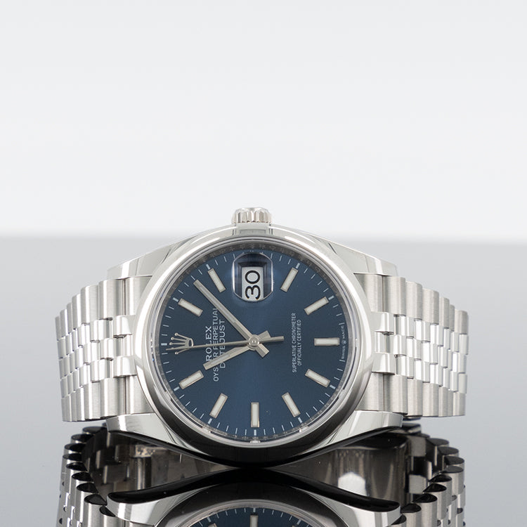 Rolex Datejust 126200 — Blue Index Dial Steel Jubilee 36mm