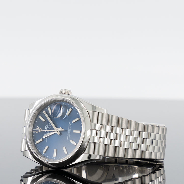 Rolex Datejust 126200 — Blue Index Dial Steel Jubilee 36mm