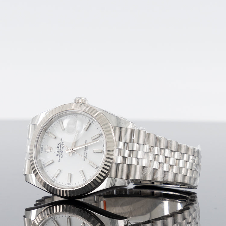 Rolex Datejust 126334 — White Index Dial Steel Jubilee 41mm