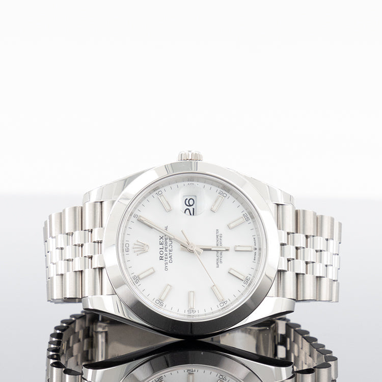 Rolex Datejust 126300 — White Index Dial Steel Jubilee 41mm