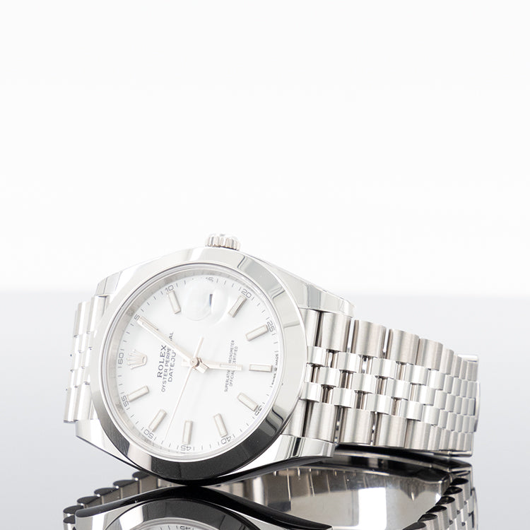 Rolex Datejust 126300 — White Index Dial Steel Jubilee 41mm