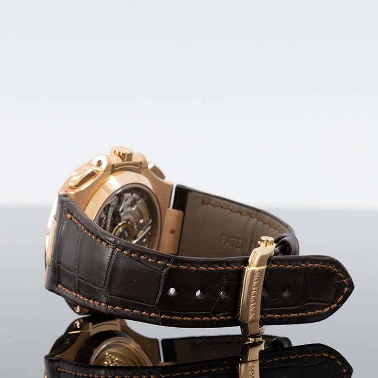 Patek Philippe Nautilus — Black Brown Dial Rose Gold Leather 40.5mm