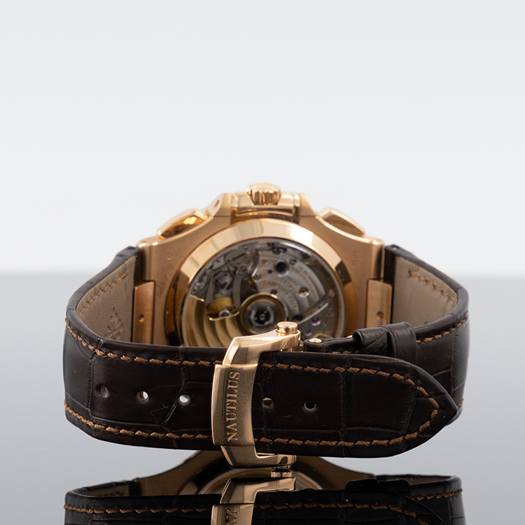 Patek Philippe Nautilus — Black Brown Dial Rose Gold Leather 40.5mm