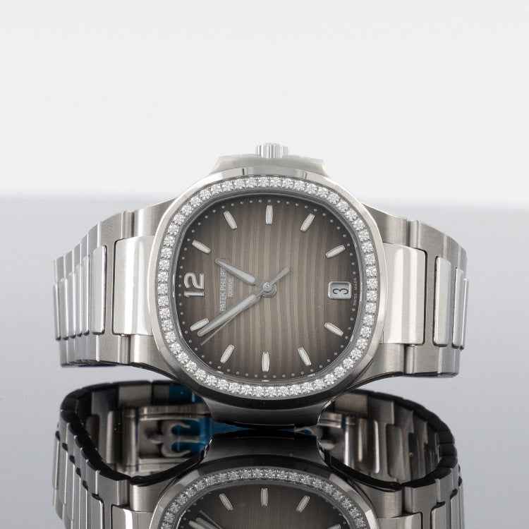 Patek Philippe Nautilus — Grey Dial Steel Diamond 35.2mm