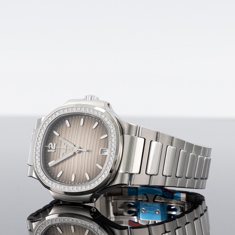 Patek Philippe Nautilus — Grey Dial Steel Diamond 35.2mm
