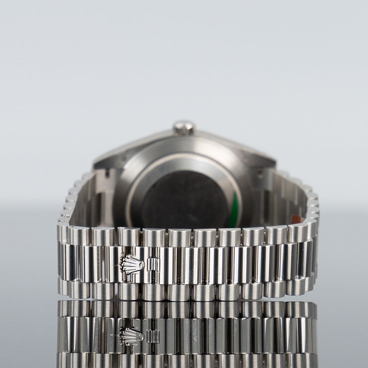 Rolex Day-Date 228206 — Green Dial Arabic Dial Platinum 40mm