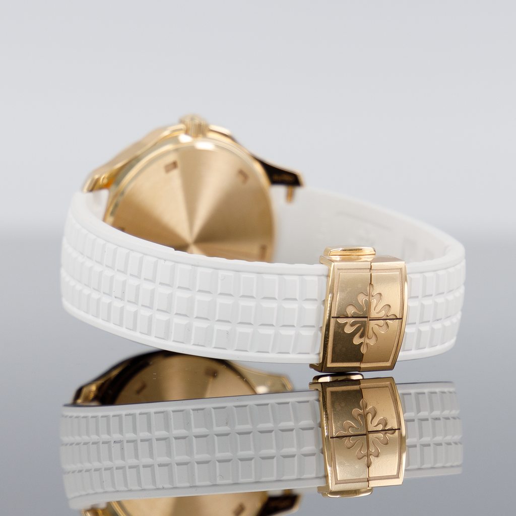Patek Philippe Aquanaut — Gold Diamond Bezel White Dial Rose Gold Diamond 38.8mm
