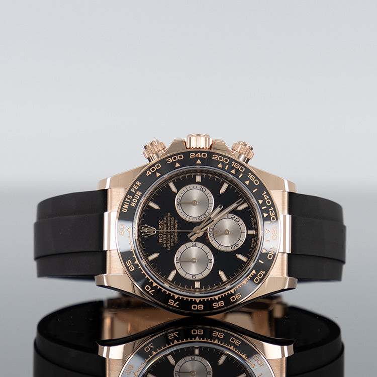 Rolex Daytona 126515LN — Gold Rose Gold Black Dial Rose Gold Oysterflex 40mm