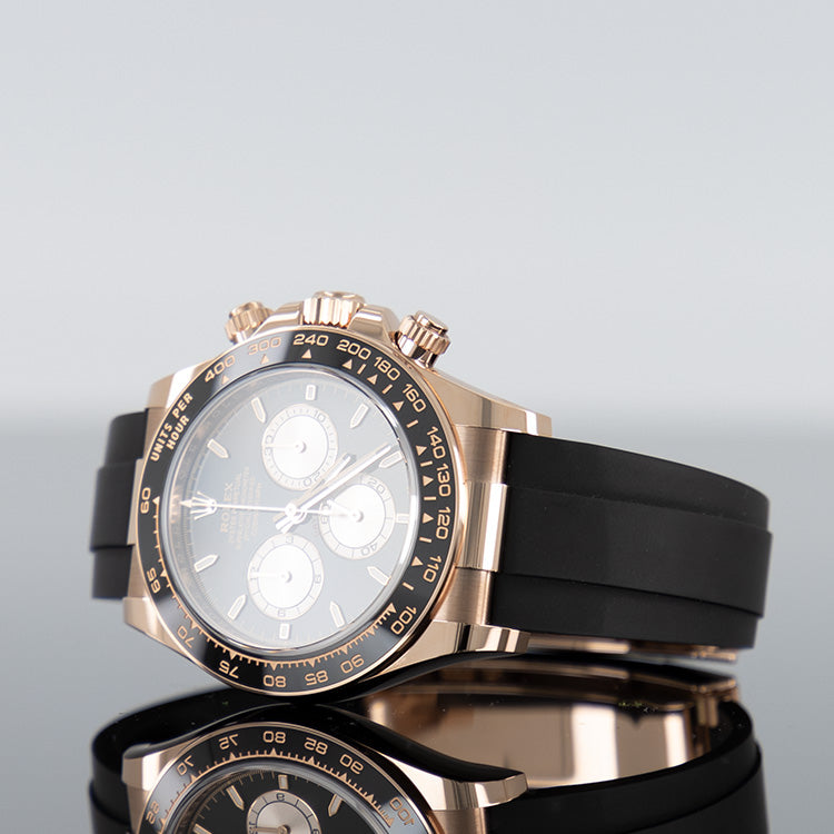 Rolex Daytona 126515LN — Gold Rose Gold Black Dial Rose Gold Oysterflex 40mm