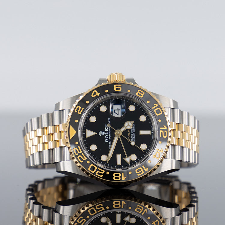 Rolex GMT-Master II 126718GRNR — Gold Jubilee Bracelet Black Dial Yellow Gold Steel Jubilee 40mm