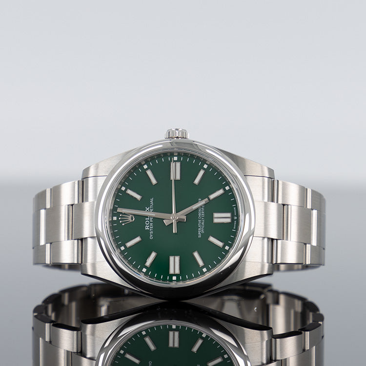 Rolex Oyster Perpetual 124300 — Green Dial Steel 41mm