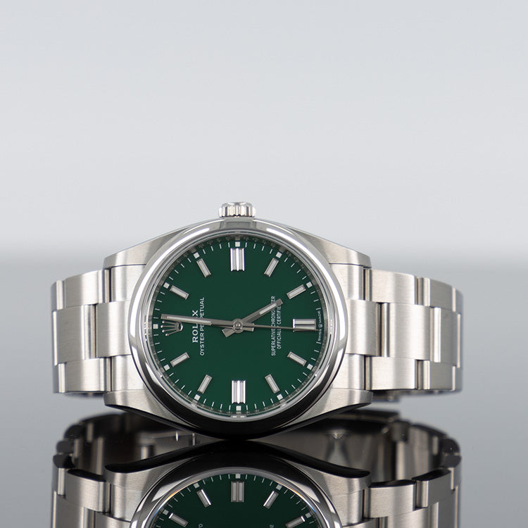 Rolex Oyster Perpetual 126000 — Green Dial Steel 36mm