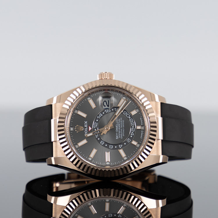 Rolex Sky-Dweller 336235 — Rose Gold Rhodium Dial Rose Gold Oysterflex 42mm