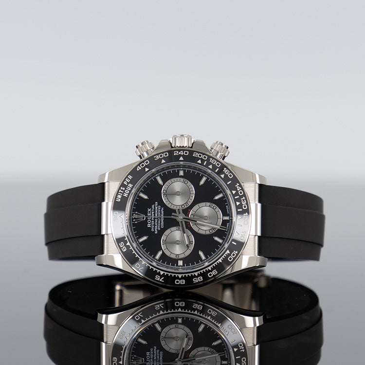 Rolex Daytona 126519LN — White Gold Bright Black Dial White Gold Oysterflex 40mm