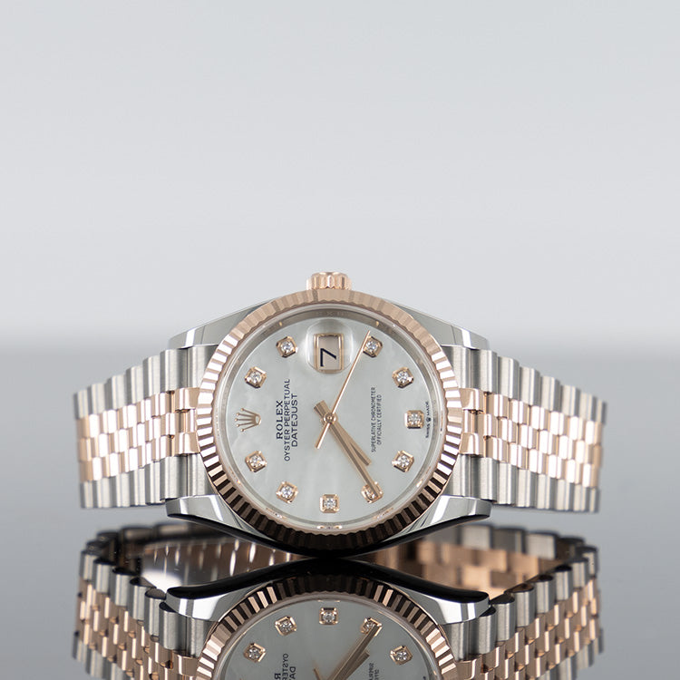 Rolex Datejust 126231 — Mother Of Pearl Diamond Dial Rose Gold Steel Diamond 36mm