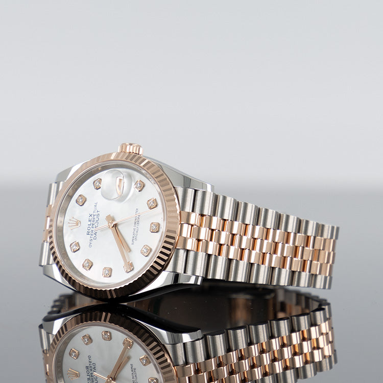 Rolex Datejust 126231 — Mother Of Pearl Diamond Dial Rose Gold Steel Diamond 36mm