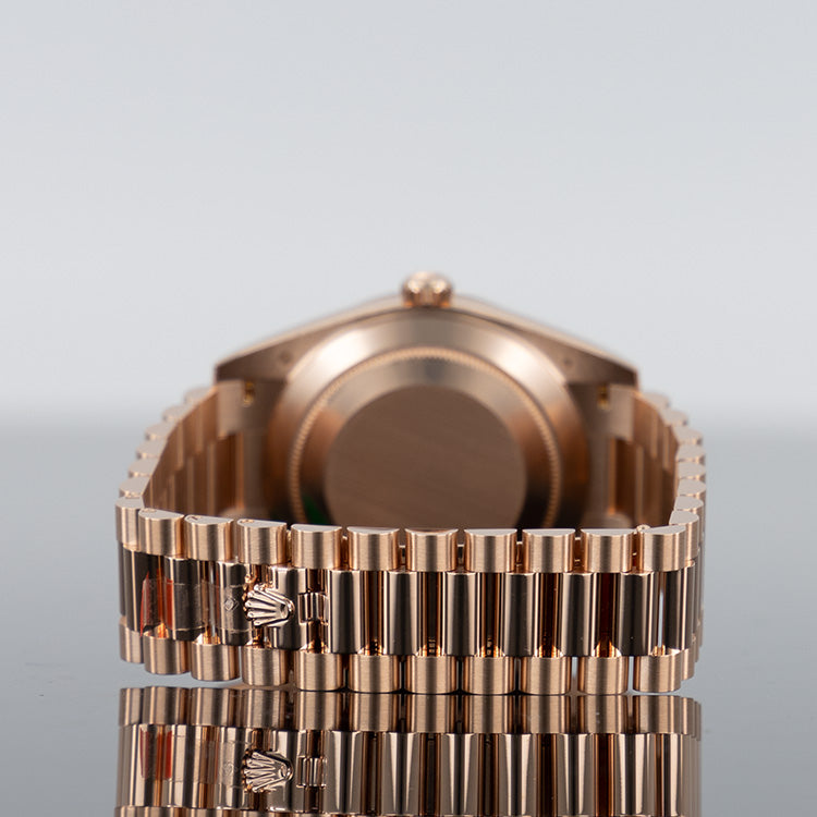Rolex Day-Date 228235 — Rose Gold Olive Roman Dial Rose Gold 40mm