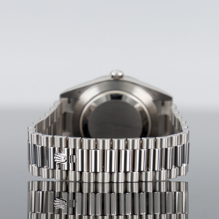 Rolex Day-Date 228396TBR — Green Dial Platinum 40mm
