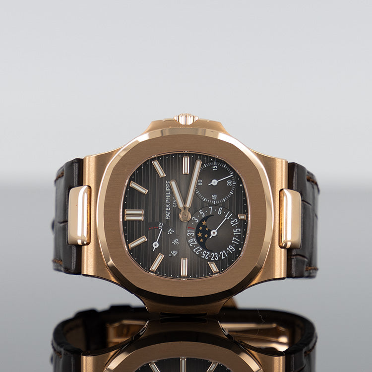 Patek Philippe Nautilus — Brown Leather Brown Dial Rose Gold Leather
