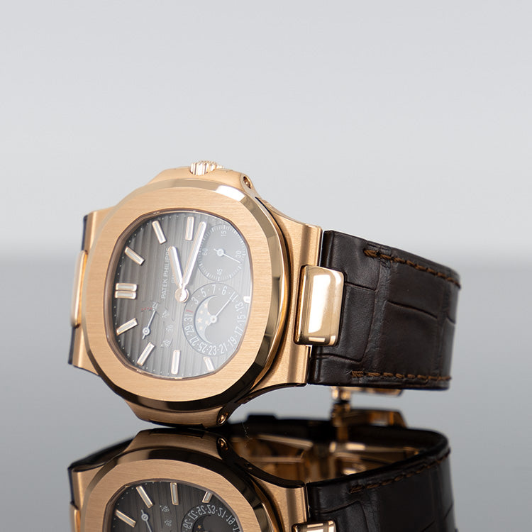 Patek Philippe Nautilus — Brown Leather Brown Dial Rose Gold Leather