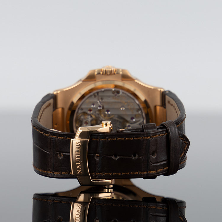 Patek Philippe Nautilus — Brown Leather Brown Dial Rose Gold Leather