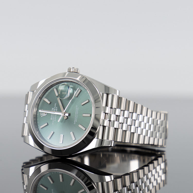 Rolex Datejust 126300 — Green Index Dial Steel Jubilee 41mm