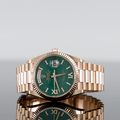 Rolex Day-Date 128235 — Green Aventurine Roman Diamond Dial Rose Gold Diamond 36mm