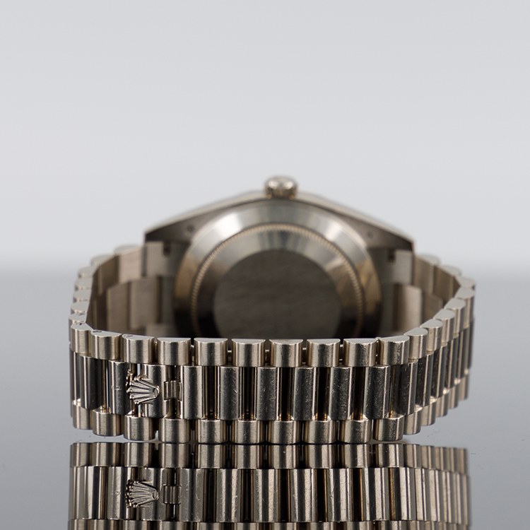 Rolex Day-Date 228239 — Gold Arabic Blue Roman Dial White Gold 40mm