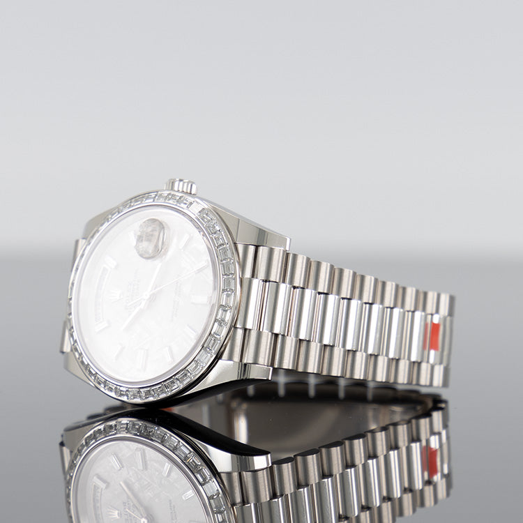 Rolex Day-Date 228396TBR — Meteorite Baguette Dial Platinum Baguette 40mm