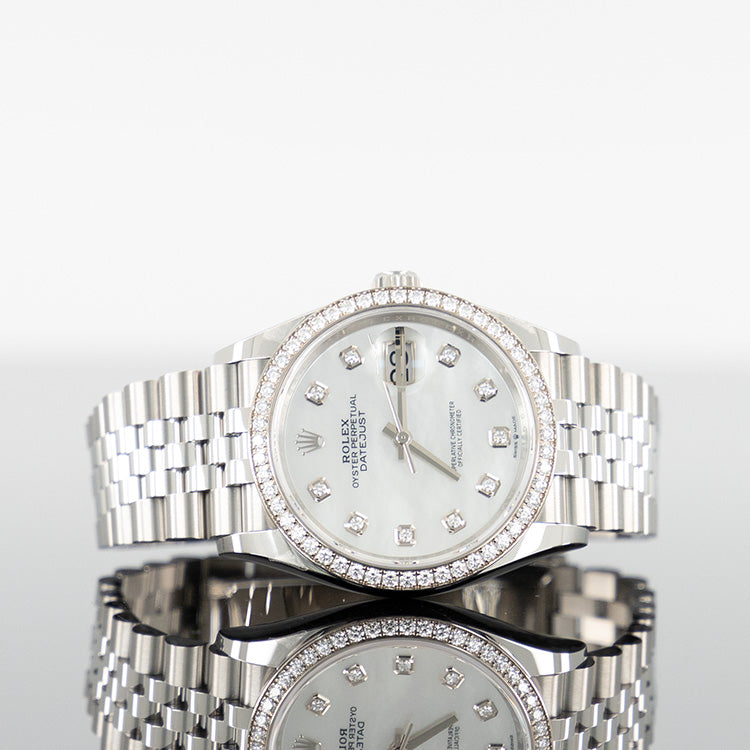 Rolex Datejust 126284RBR — MOP Diamond Dial Steel Diamond Jubilee 36mm