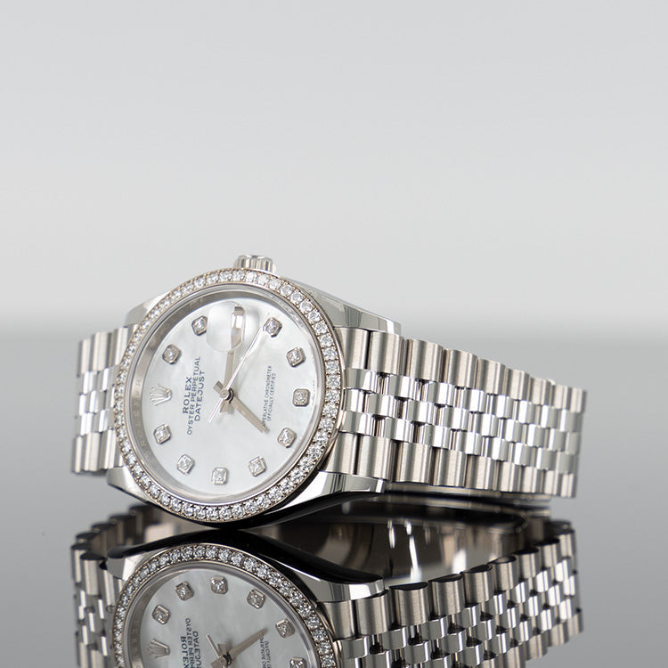 Rolex Datejust 126284RBR — MOP Diamond Dial Steel Diamond Jubilee 36mm