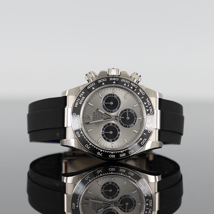 Rolex Daytona 126519LN — Black Dial White Gold Steel Oysterflex 40mm