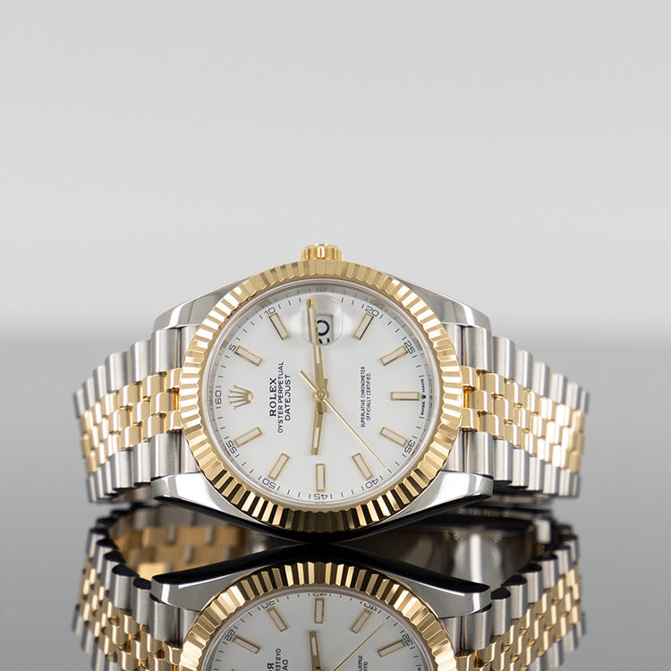Rolex Datejust 126333 — Gold White Index Dial Yellow Gold Steel 41mm