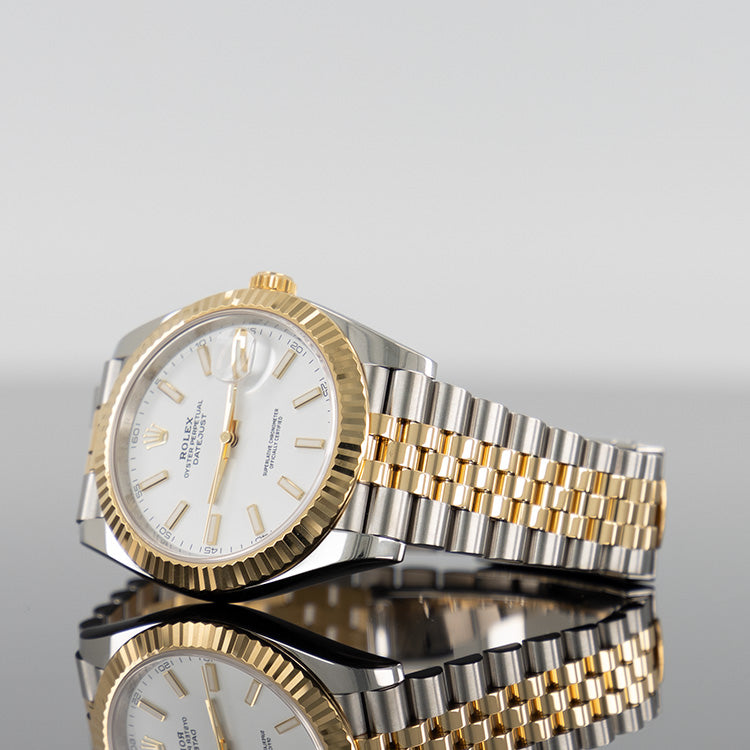 Rolex Datejust 126333 — Gold White Index Dial Yellow Gold Steel 41mm