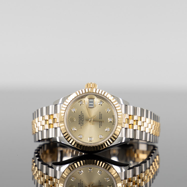 Rolex Datejust 279173 — Gold Champagne Diamond Dial Yellow Gold Steel Diamond 28mm