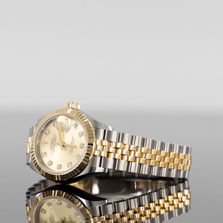 Rolex Datejust 279173 — Gold Champagne Diamond Dial Yellow Gold Steel Diamond 28mm