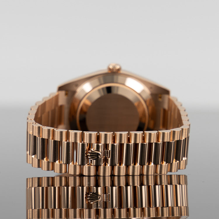 Rolex Day-Date 228235 — Rose Gold Chocolate Baguette Dial Rose Gold Baguette 40mm