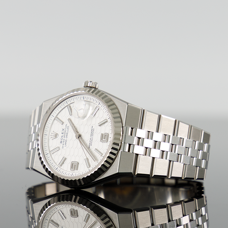 Rolex Land Dweller 40mmSteel 127334 — White Honeycomb Motif Dial