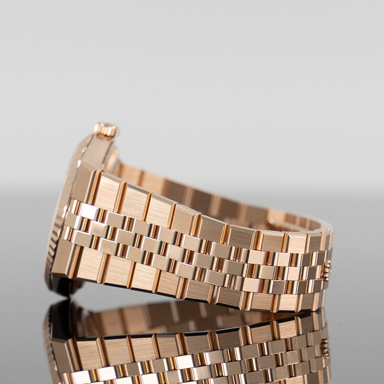 Rolex Rolox Land Dweller 127335 — Gold White Honeycomb Motif Dial Rose Gold 40mm
