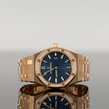 Audemars Piguet Royal Oak 67651OR — Rose Gold Blue Dial Rose Gold Diamond 33mm